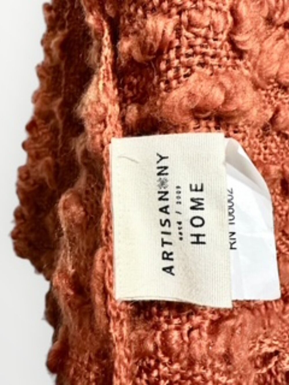 Artisan NY Home Throw Blanket Fringe Chunky Texture Weave Burnt Orange 50inX60in - Picture 8 of 8
